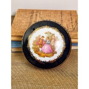 Limoges‎ Cobalt Blue Courting Couple Trinket Box with 22K accents